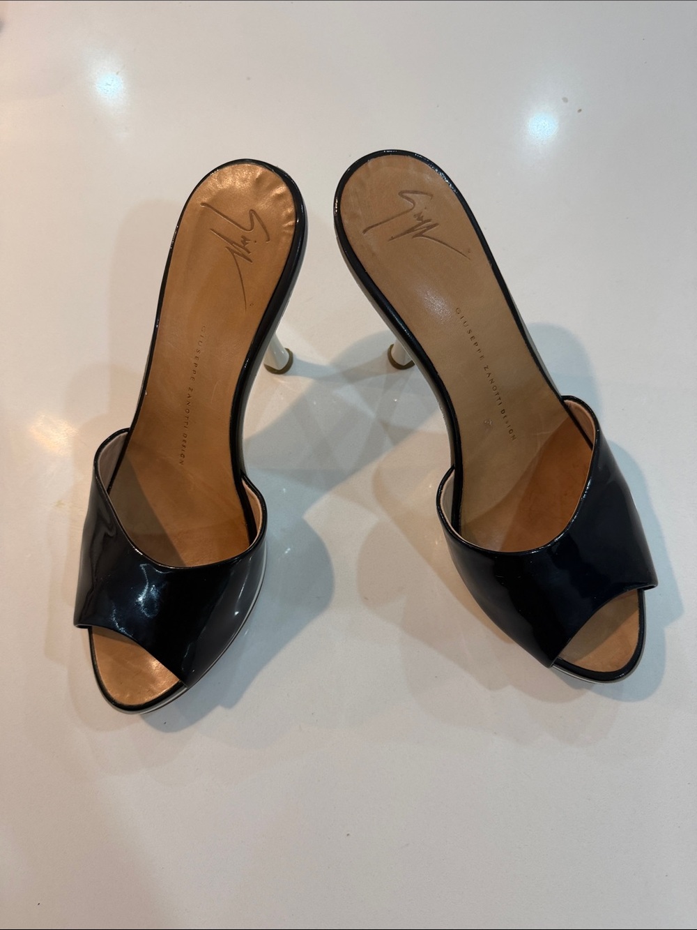 Giuseppe Zanotti Black Patent Leather Open-Toe Mule 👠 vintage Y2K - Picture 11 of 16